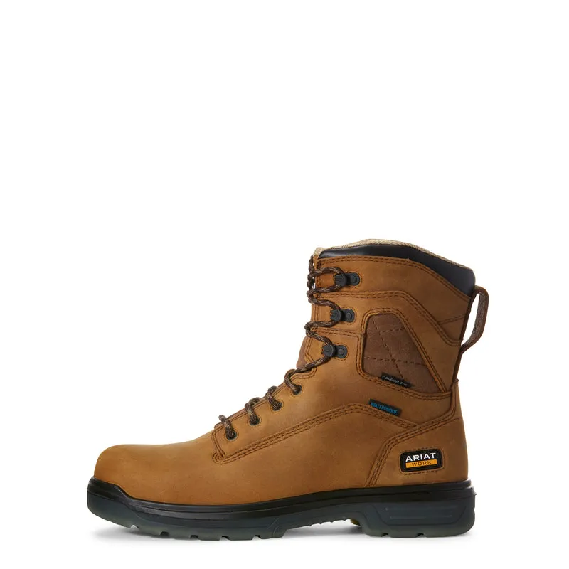 Groundbreaker Wide Square Toe Waterproof Work 'Ariat' Men's 8" Turbo WP Carbon Toe - Aged Bark
