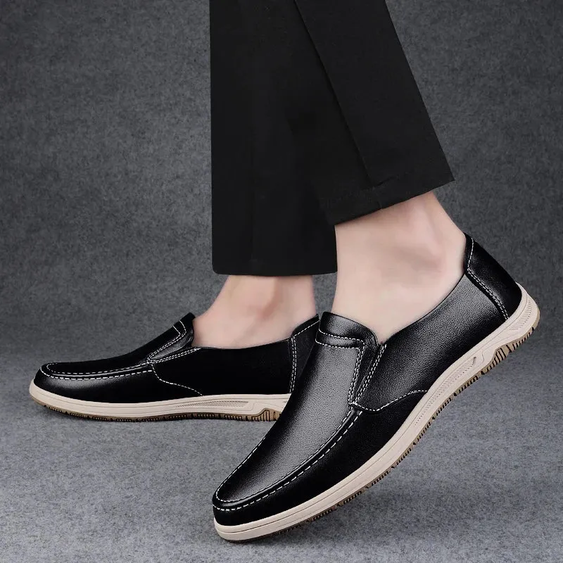 Aidase Shoes Men Slip-On Leather Shoes Casual Shoes Driving Moccasin Non-slip Loafers Men Bule Shoes Luxury Brand High Quality Vionic Leopard Loafers