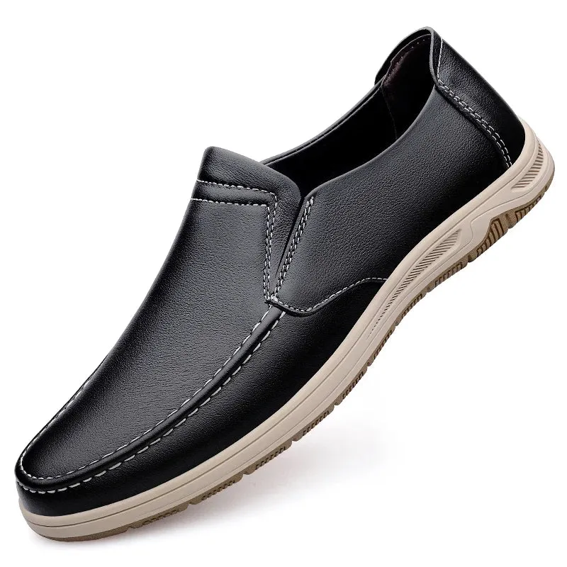 Aidase Shoes Men Slip-On Leather Shoes Casual Shoes Driving Moccasin Non-slip Loafers Men Bule Shoes Luxury Brand High Quality Platform Penny Loafers