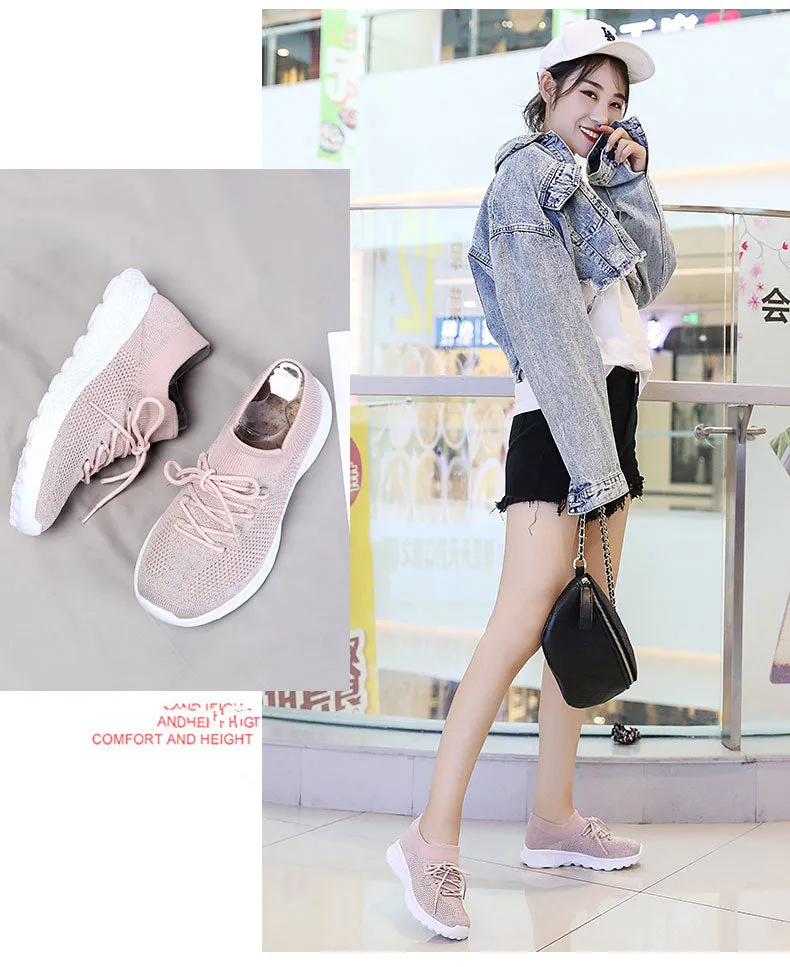 Casual Fashion Breathable Women Walking Sneakers Bright Sneakers