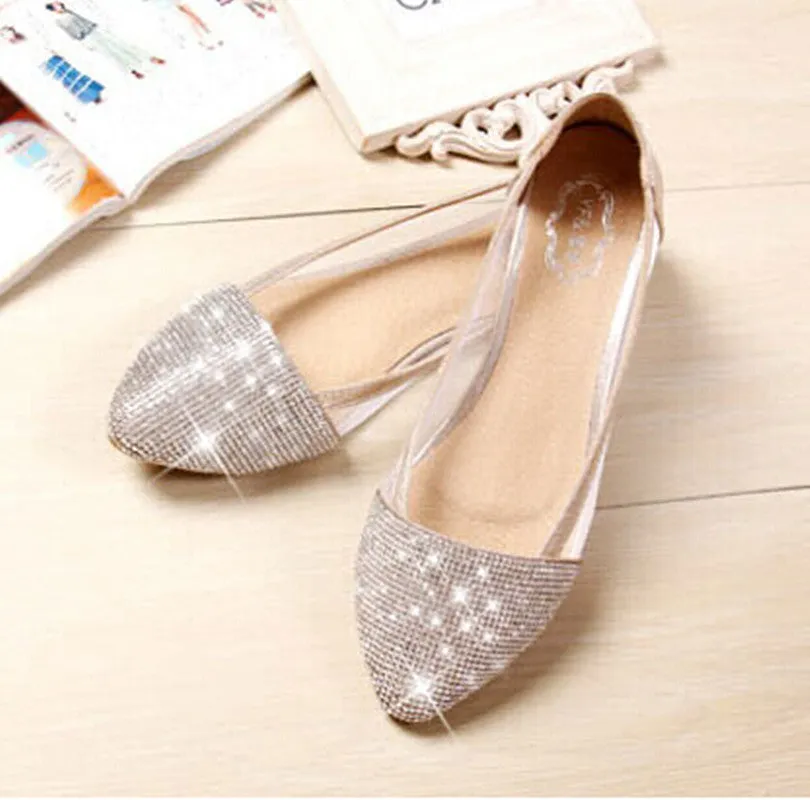 Flats shoes women Plus Size 35-41 Fashion Flats for Women Pointed Toe Soft Flat Heel Shoes Rhinestone flats Best Running Shoes For Naturally Flat Feet