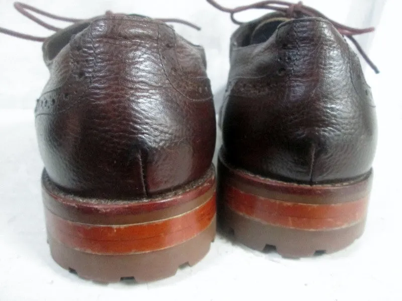 Mens MARIO VITTORIO Leather WINGTIP OXFORD Shoes 11.5 BROWN Cut-Out Bass Whitney Croc Loafers