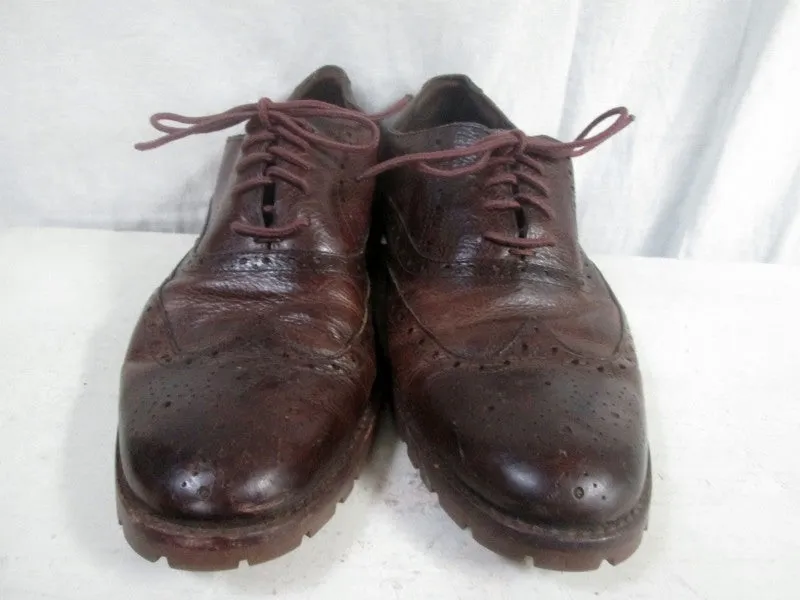 Mens MARIO VITTORIO Leather WINGTIP OXFORD Shoes 11.5 BROWN Cut-Out Ladies Soft Leather Loafers