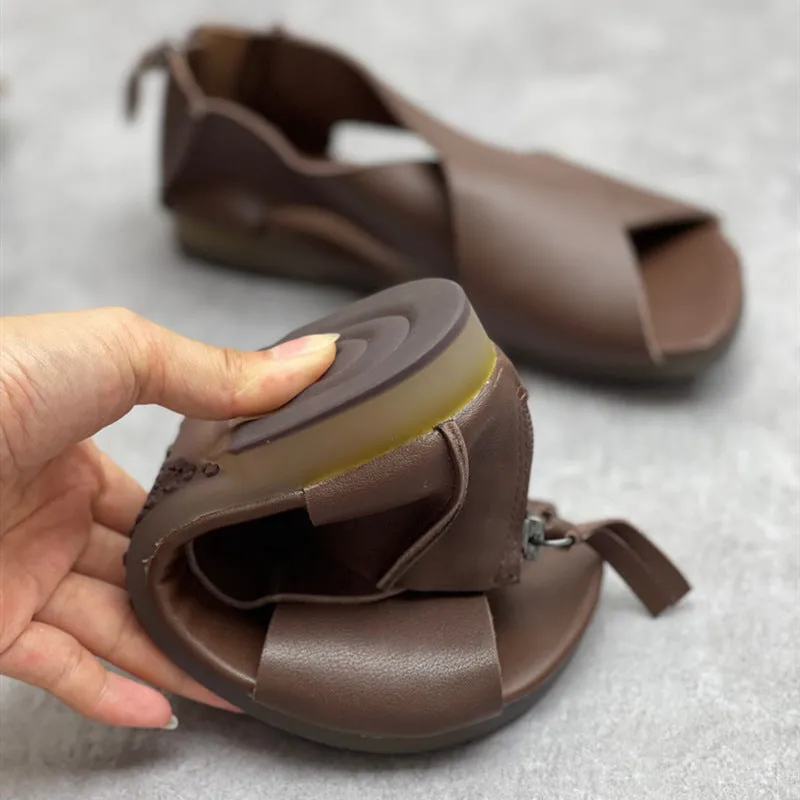 Santorini Sandals Summer Handmade Leather Cross-Strap Sandals for Women Shoes
