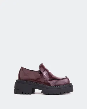 Zolian Burgundy Zara Platform Loafers