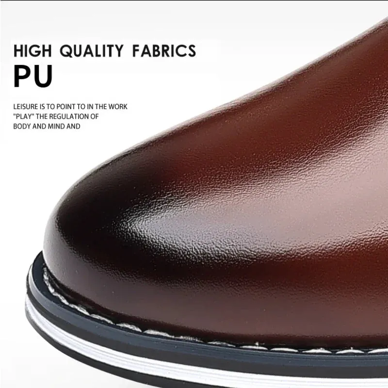 Plastic Flat Shoes Elastic Band Shoes for Men Brand Casual Shoes Men Leather Shoes Soft Flat Business Man Footwear 2024 Elastic Shoe Mouth Sneakers