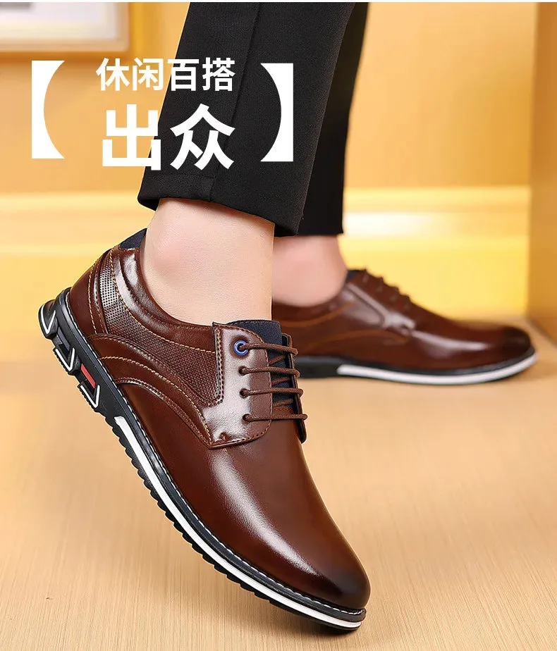 Elastic Band Shoes for Men Brand Casual Shoes Men Leather Shoes Soft Flat Business Man Footwear 2024 Elastic Shoe Mouth Sneakers Dresses And Flat Shoes