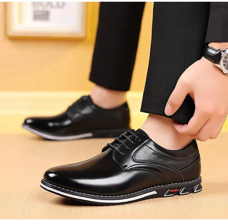 Elastic Band Shoes for Men Brand Casual Shoes Men Leather Shoes Soft Flat Business Man Footwear 2024 Elastic Shoe Mouth Sneakers Best Flat Mtb Shoes