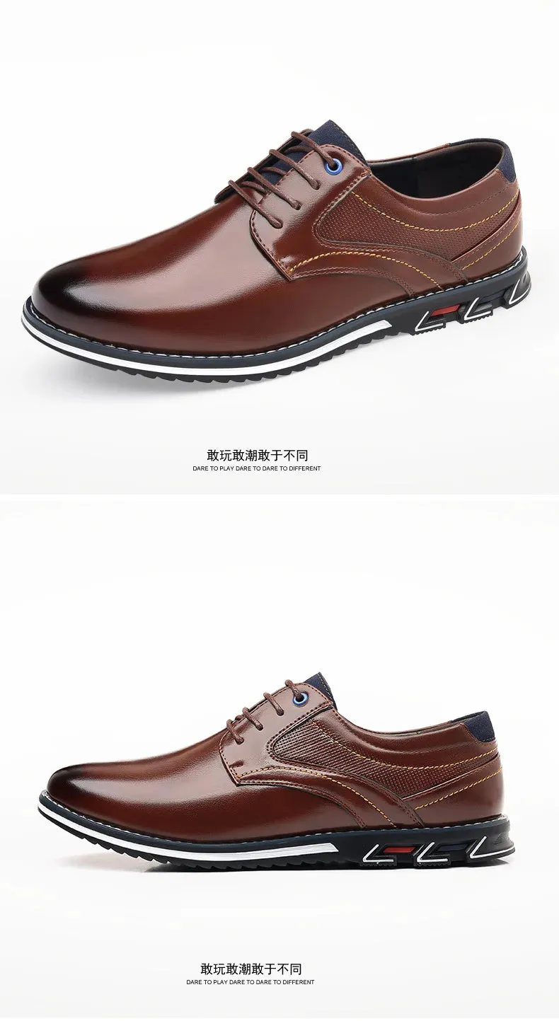 Elastic Band Shoes for Men Brand Casual Shoes Men Leather Shoes Soft Flat Business Man Footwear 2024 Elastic Shoe Mouth Sneakers Cute Cheap Flats Shoes