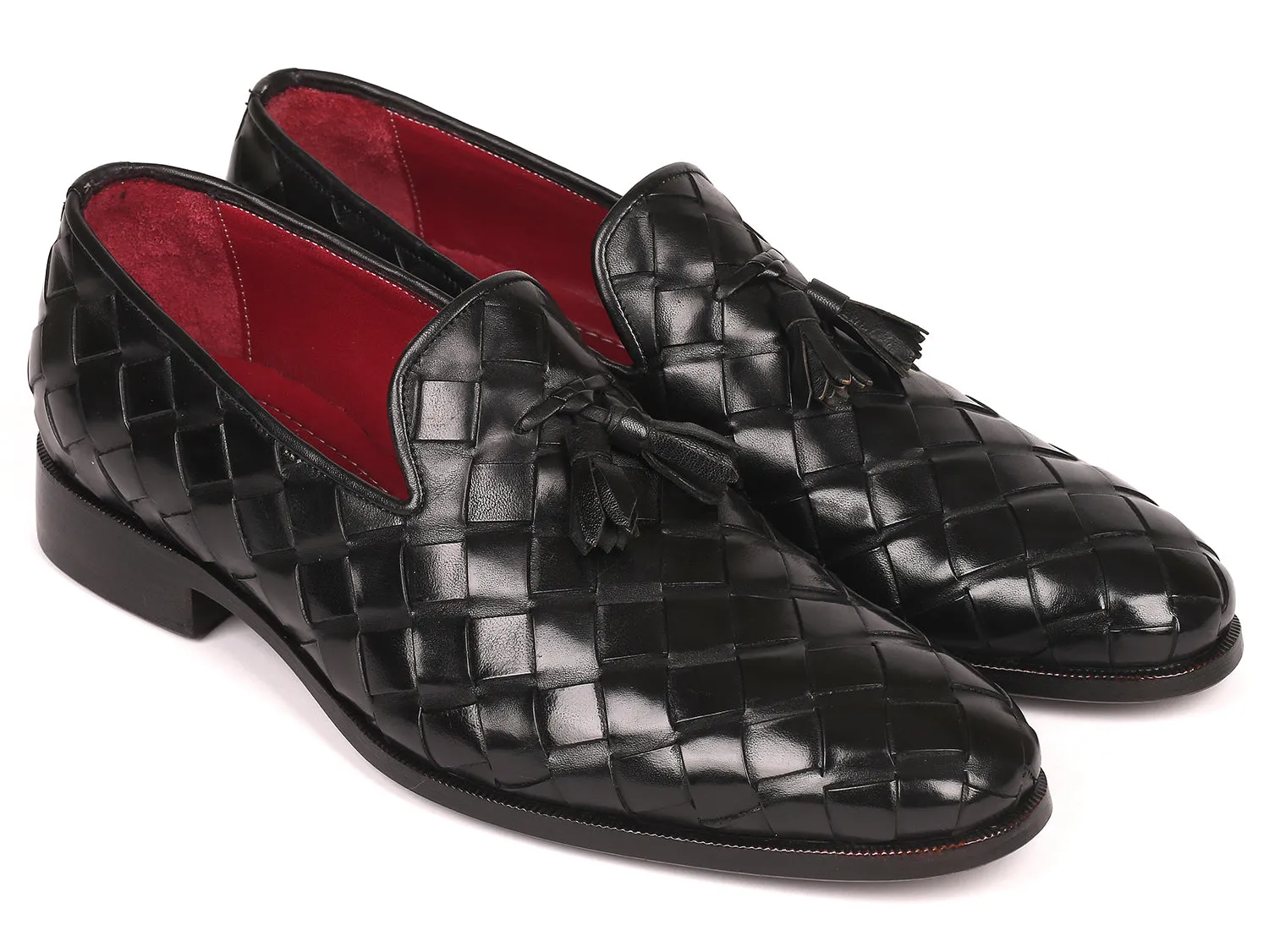 Loafers Catonsville Menu Paul Parkman Men's Big Braided Tassel Loafers Black (ID#6623-BLK)