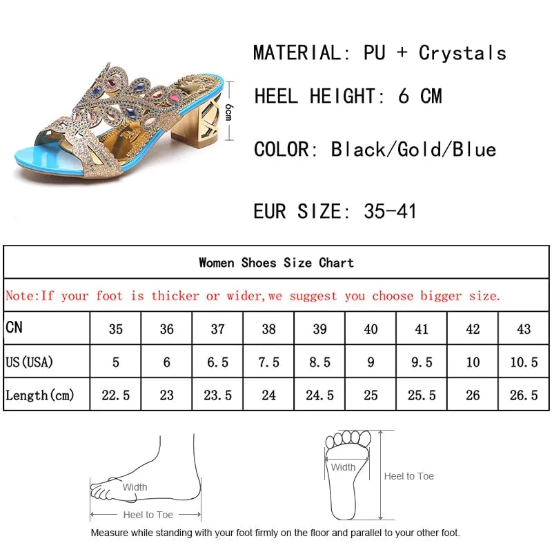 Flip Flops Cheap Price Lucyever 2018 Summer New Bohemian Women Sandals Crystal High Heel Sandalias Classic Rhinestone Women Party Shoes Flip Flops