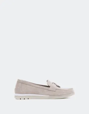 Everlane Taupe Suede Loafers Patent