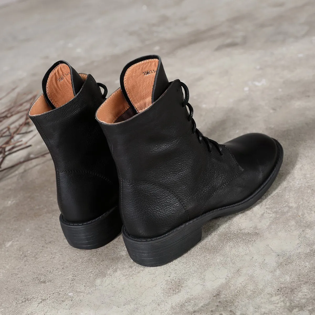 Winter Boots Handmade Genuine Leather Lace-Up Combat Boots Retro Martin Boots Chunky Ankle Boots Black/Coffee Oxfords Nordstrom Rack