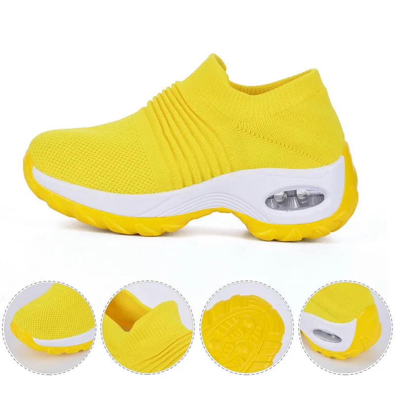 Fashion Breathable Mesh Casual Shoes Platform Sneakers Ballet Flat Sneakers