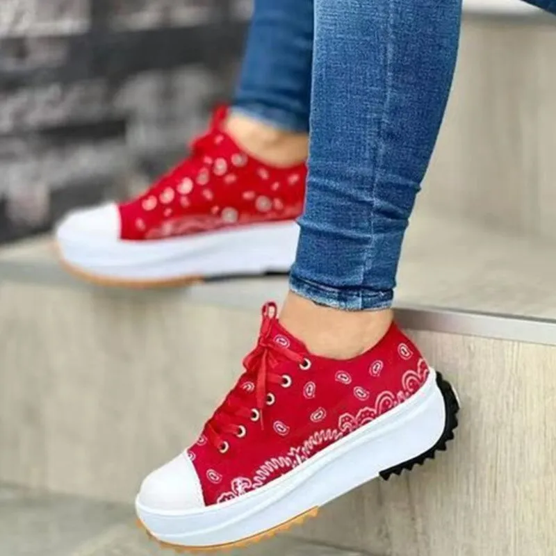 Fashion Pattern Canvas Women Sneakers Casual Sport Shoes Wear Dress With Sneakers