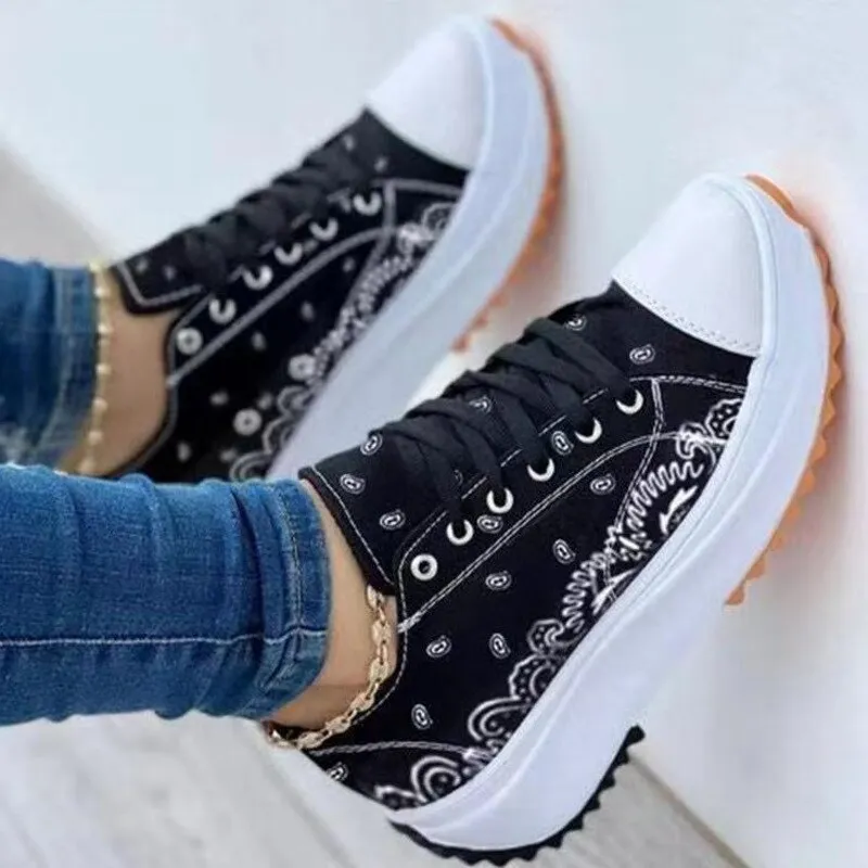 Fashion Pattern Canvas Women Sneakers Casual Sport Shoes Sneakers For Neuropathy