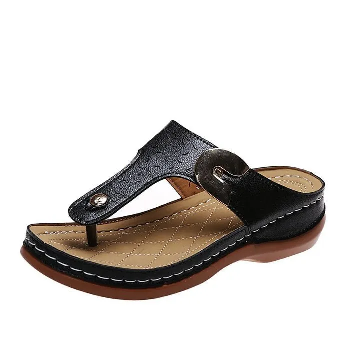 Short Strap Flip Flops Roman Ladies Casual Wedges Flip Flops
