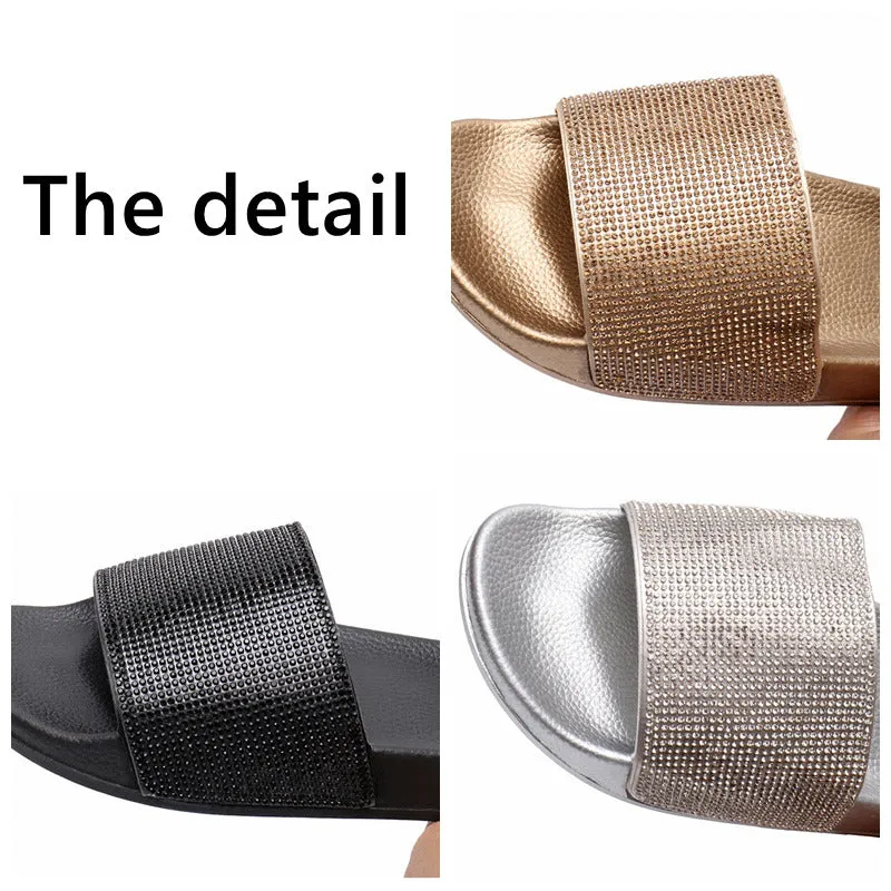 Toms Flip Flops Rhinestone Women Slippers Flip Flops Summer Women Crystal Diamond Bling Beach Slides Sandals Casual Shoes Slip On Slipper