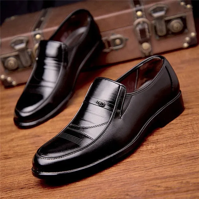 Fine Quality Men's Leather Slip On Round Toe Shoes Alloy Work Boots
