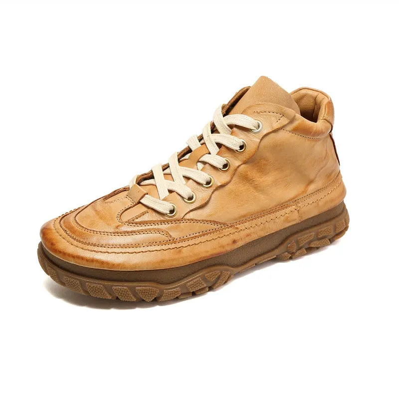 Women's Leather Booties Round Toe Lace-Up Flat Ankle Boots Handmade in Red/Brown/Black Time Fashions Oxford Al