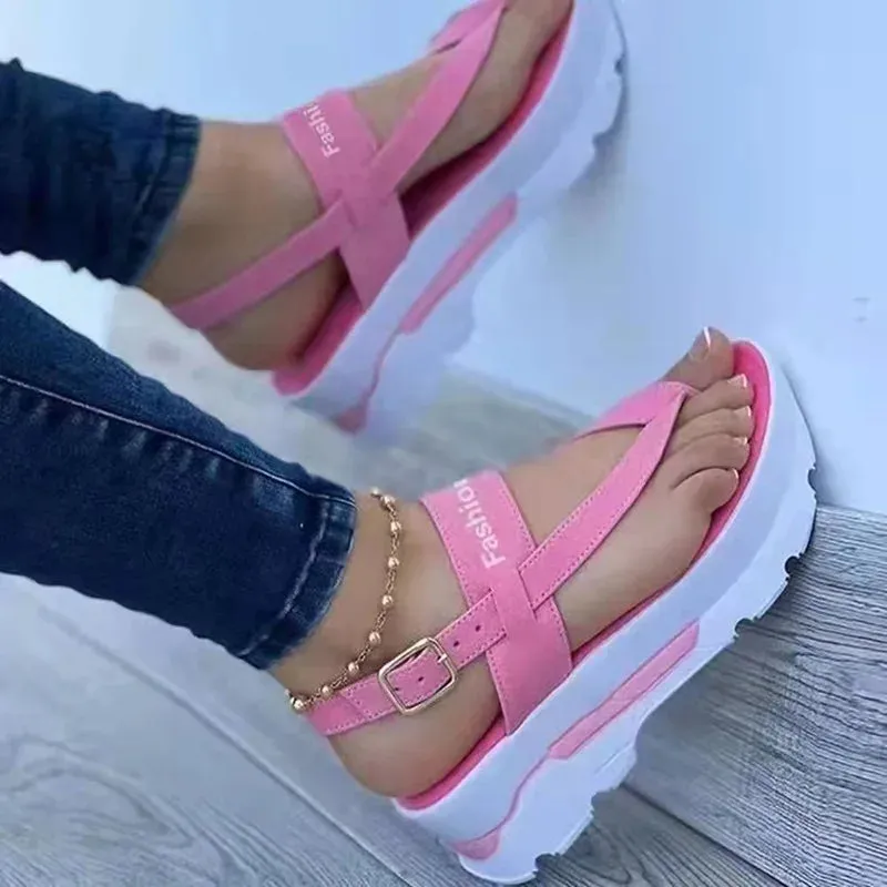 2023 New Platform Women Sandals For Summer Wedges Shoes Women Platform Heels Sandalias Mujer Luxury Summer Flip Flops Flip Flops With Buckle Strap