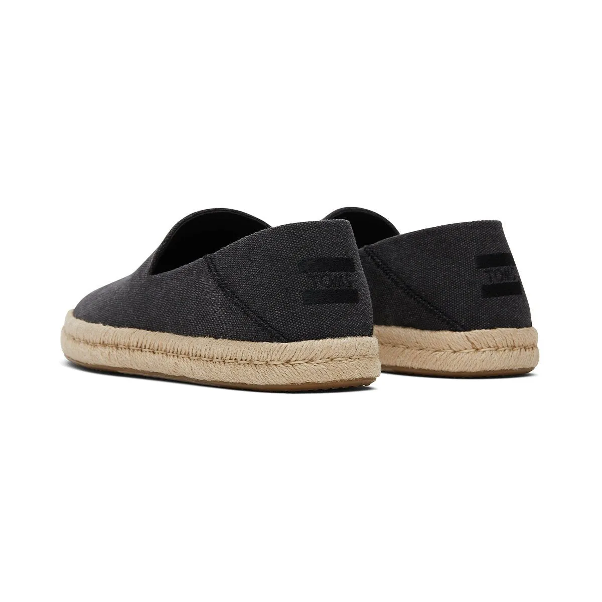 Pointed Toe Slip On Heels TOMS Espadrille Santiago Men - Black Recycled Cotton Canvas