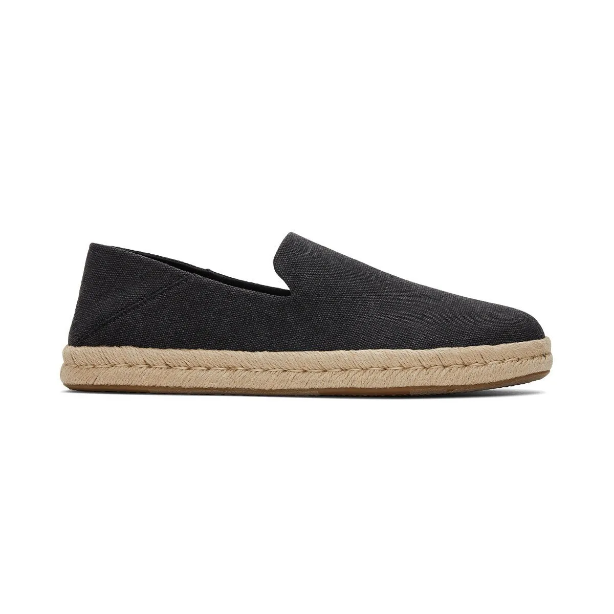TOMS Espadrille Santiago Men - Black Recycled Cotton Canvas Slip-on Work Shoes