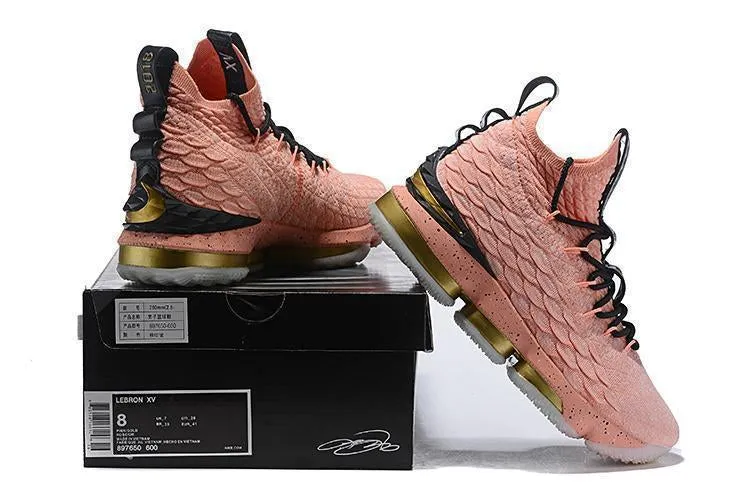 Nike Lebron XV 15 Pink Gold Men Shoes !!! CYBER MONDAY SALE !!! Best Asics Everyday Shoes