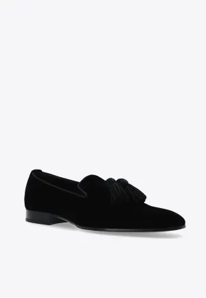 Boat Shoes Loafers Foxley Tassel-Detail Velvet Loafers