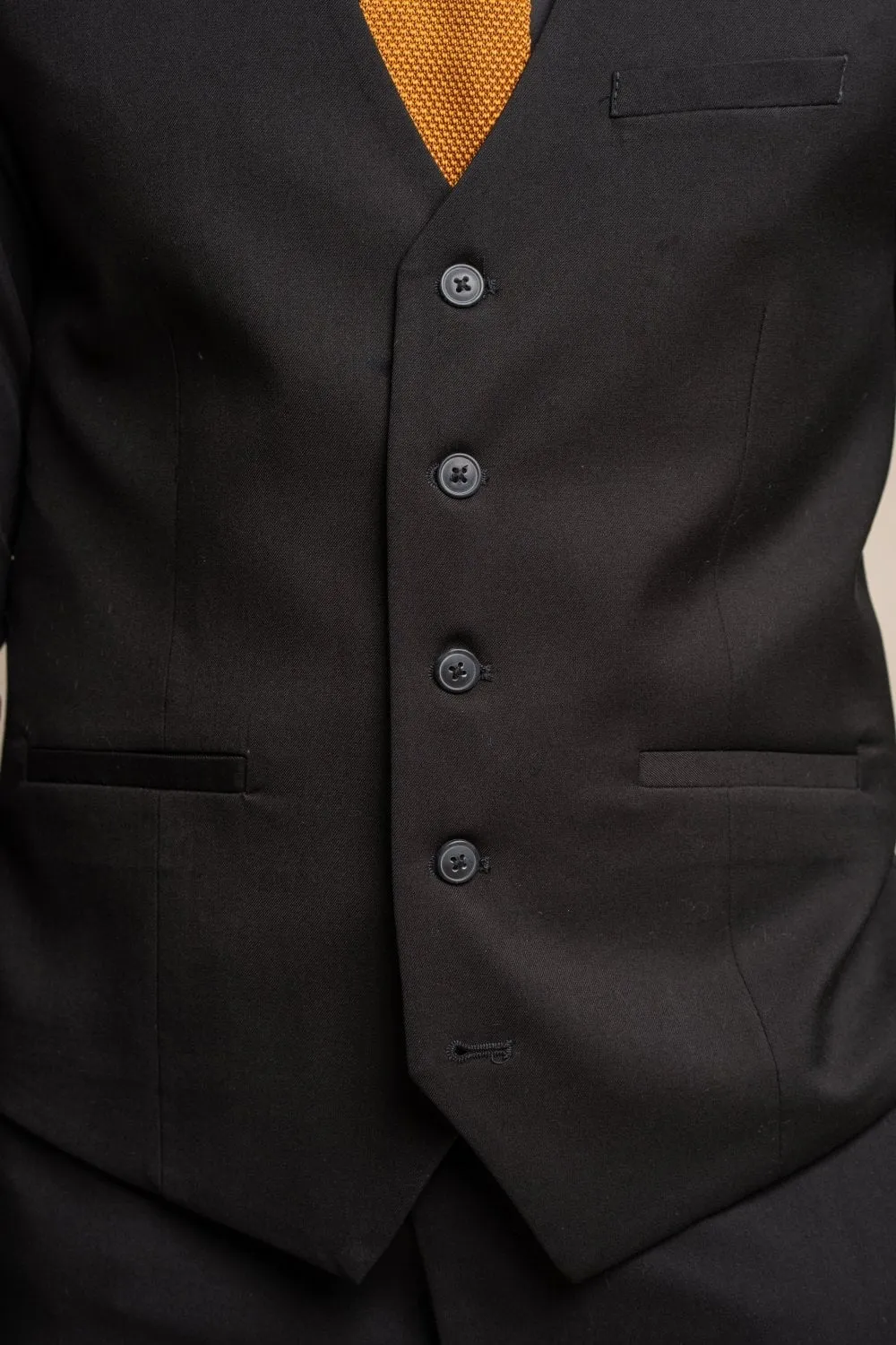 Best Waterproof Work Boots For Summer Men's Slim Fit  Black Formal Waistcoat - MARCO - Black