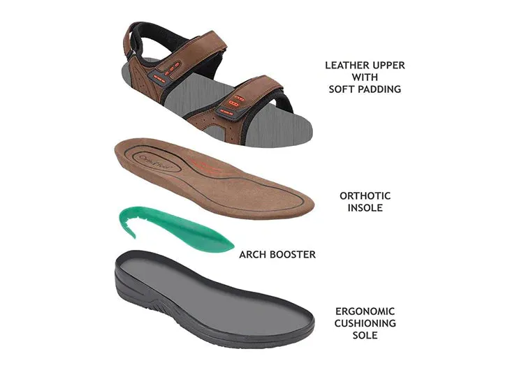 Sandals With Good Arch Support Orthofeet Men - Cambria - Brown
