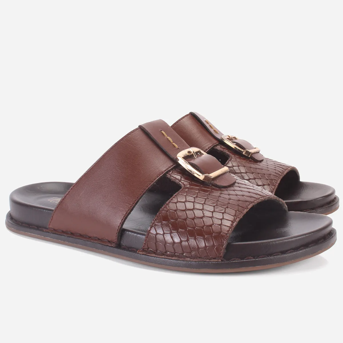 Men "KITZ" Leather Open Toe Summer Slippers Mia Bow Slippers