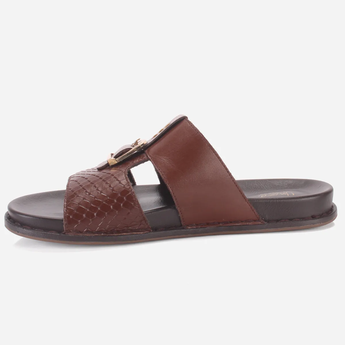 Living Kitzbuhel Slippers Men "KITZ" Leather Open Toe Summer Slippers