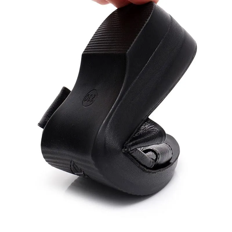 Genuine Leather Casual Slides Women Summer Shoes Moose Slippers