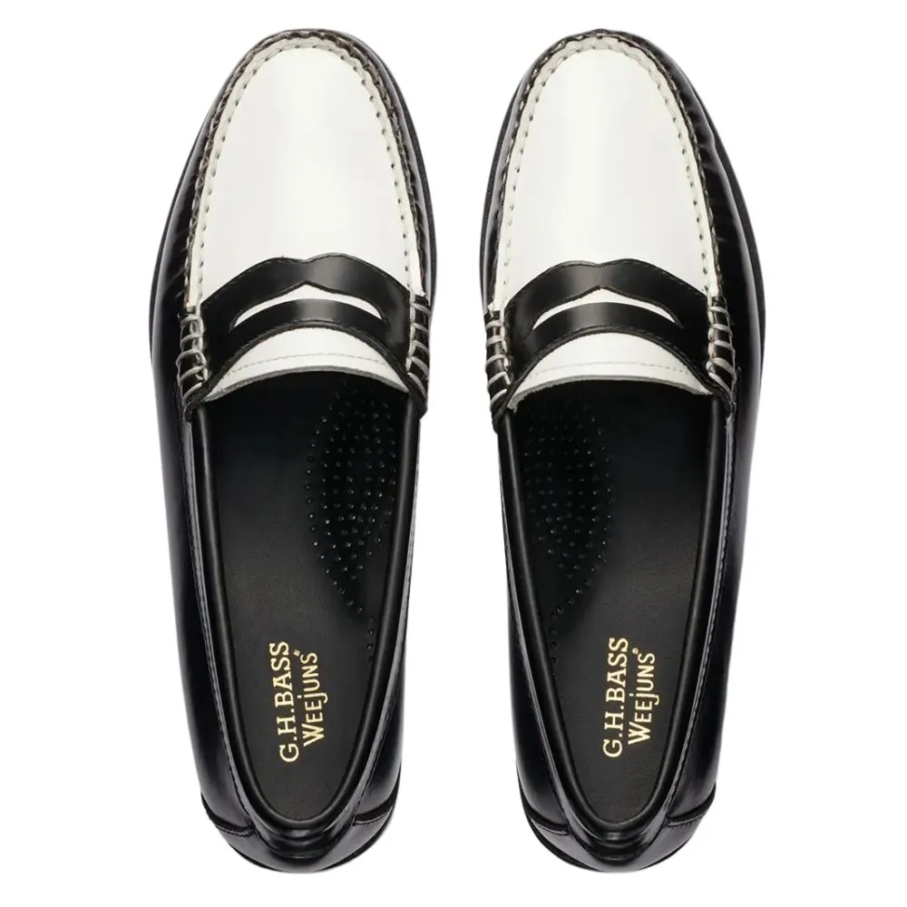 G.H. Bass Women's Whitney Weejuns Loafer in Black/White Zara Velvet Loafers
