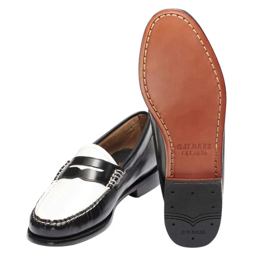 Thin No Show Socks For Loafers G.H. Bass Women's Whitney Weejuns Loafer in Black/White