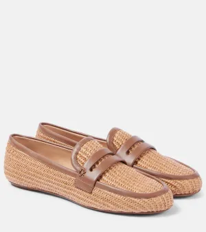 Lug Sole Loafers Gianvito Rossi Leather-trimmed raffia loafers