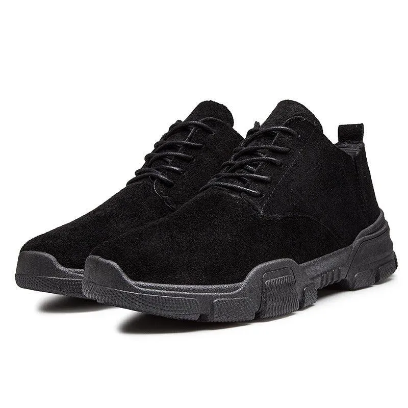 Flat Foot Squat Shoes Flying knit Martin boots men