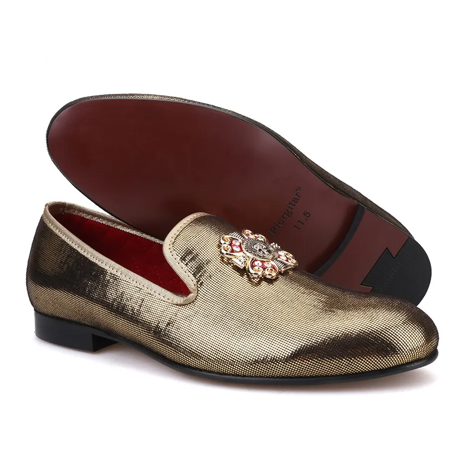 Vintage Gucci Loafers Gold cross Charm Party and wedding men dress shoe loafers