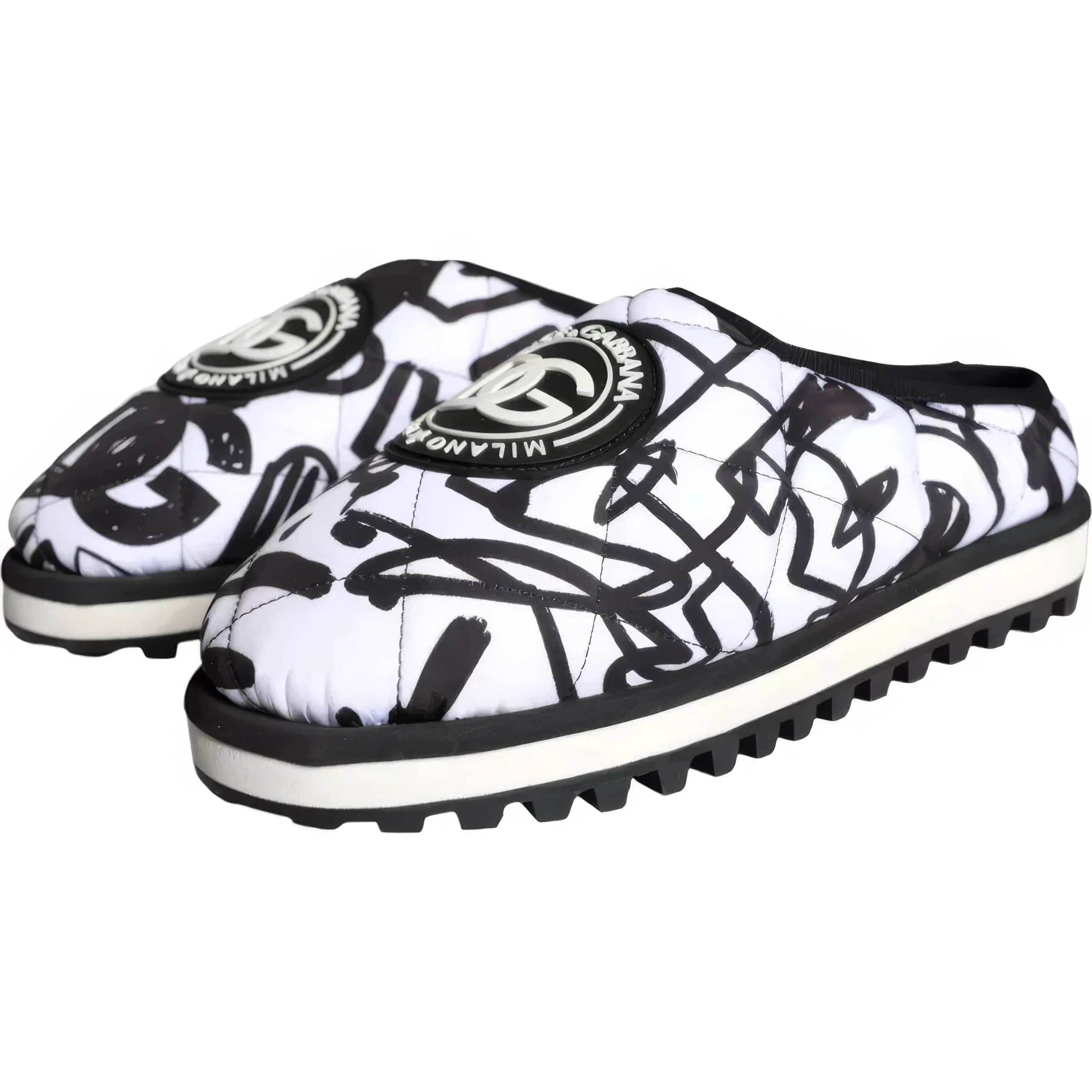 Slippers With Bows Graffiti Print Logo Slides