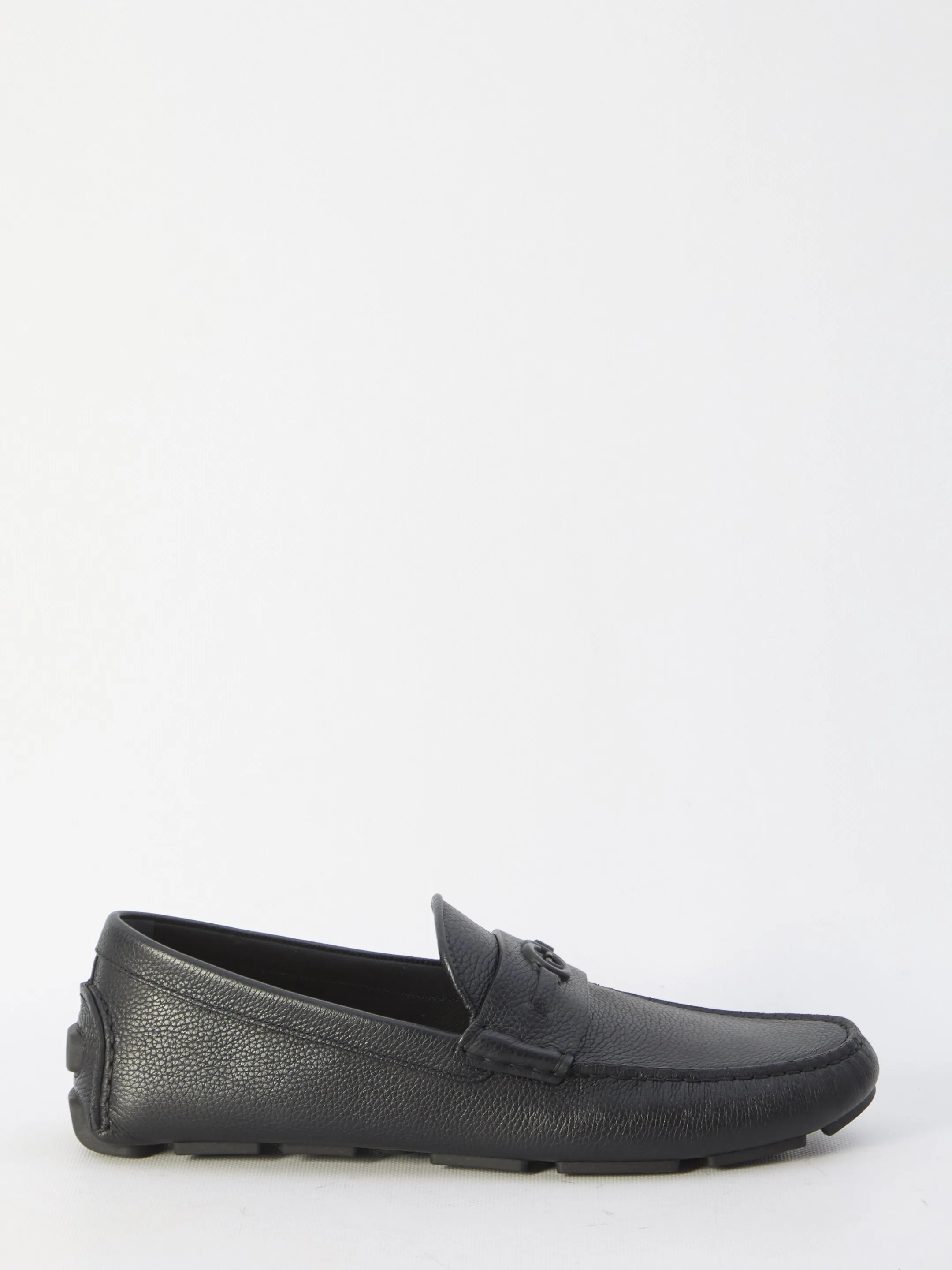 Black And Silver Loafers Gucci Driver Moccasins