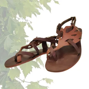 Handcrafted Strappy Strappy Vegetal Leather Women Sandalet Leaf Design-Life Style Shoes-Gift Fashion Footwear-Strappy Sandal Flip Flops With Crystals On Them