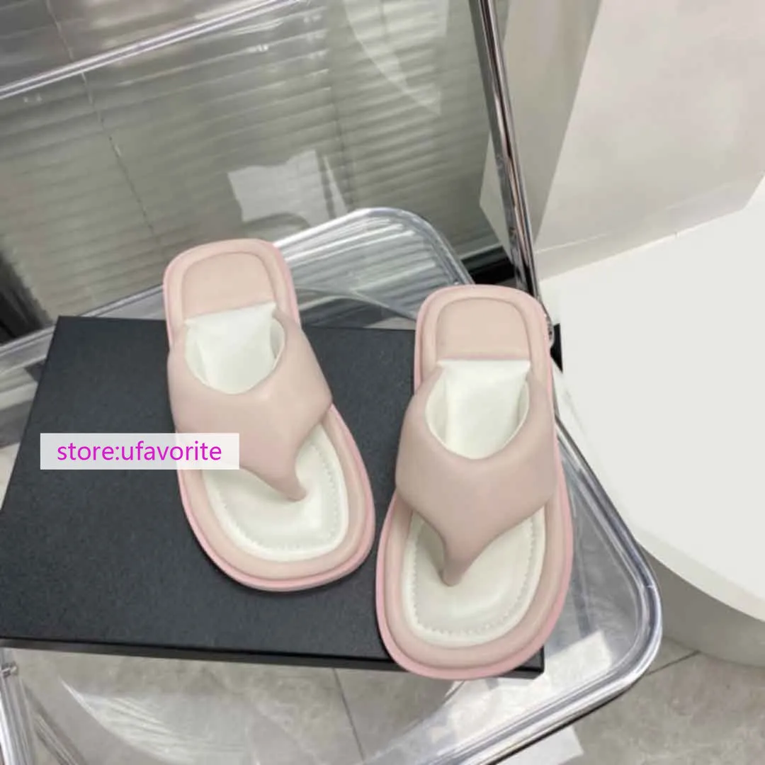 2cm Fluffy slippers flats fashion casual Flip flops shoes women 2022ss 35-40 high quality Leather Metallic Flip Flops