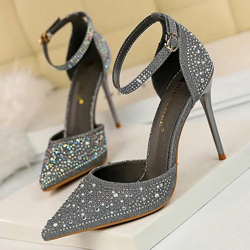 Stuart Weitzman Platform Sandals Shoes Shiny Rhinestones High Heels Ladies Shoes Women Pumps