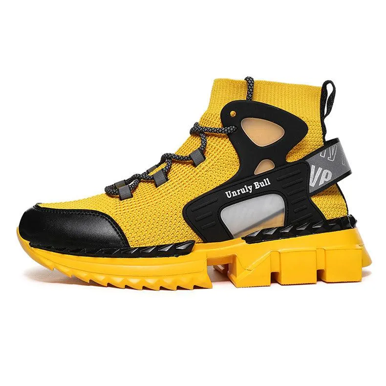 Plus Size Fly Knit Sneakers Breathable Socks Shoes Men Mary Jane Shoes Flats