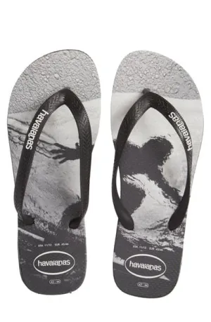 Footwear Slippers HAVAIANAS TOP PHOTOPRINT - BLACK/BLACK/WHITE
