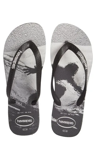 Crochet Simple Slippers HAVAIANAS TOP PHOTOPRINT - BLACK/BLACK/WHITE