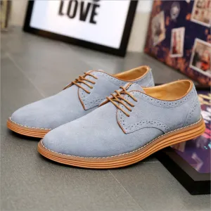 Breathable Men Oxford Shoes Casual Suede Leather Shoes Men Flats Green Gray Brown Best Work Boots For Comfort