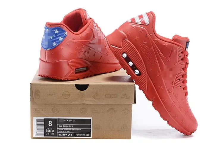 Nike Air Max 90 'Independence Day Red' Shoes Sneaker Sale Men Size US 7, 8, 8.5, 9, 10, 11 Asics Gt 1000 6 Running Shoes