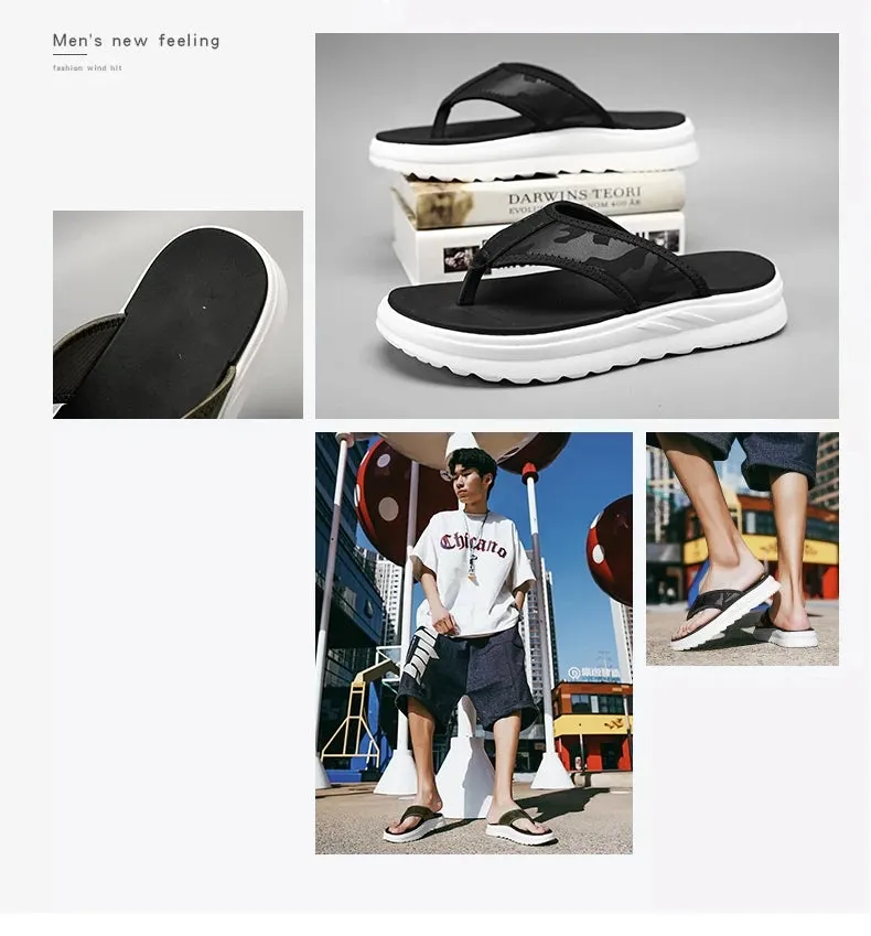 Gym Shower Slippers High Quality Outdoor Men Flip Flops Sandals Beach Slippers Design Mens Non-slip Comfortable Indoor Slippers Men Casual Shoes